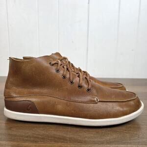 OluKai Nalukai Kapa Leather Boots Men's Size 10 Ankle Casual Brown